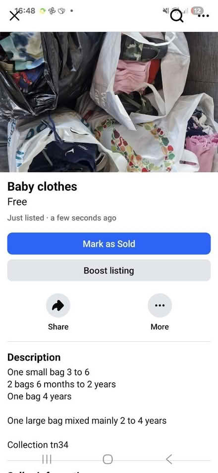 Photo of free Baby children clothes (TN34 West Hill) #1