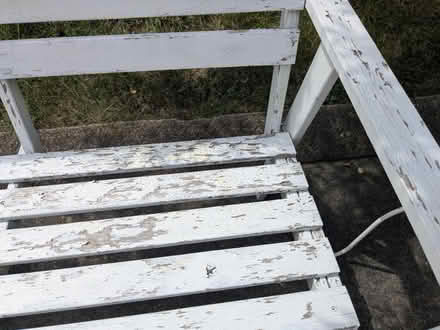 Photo of free Weathered white wooden bench (Newport KY) #2