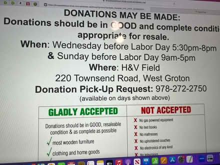 Photo of Donations for Boy Scout Yard Sale (220 Townsend Rd., W. Groton) #2
