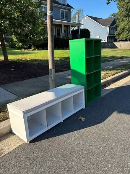 Photo of free Curb! bookcase/bench - Curb (Arlington, VA) #1