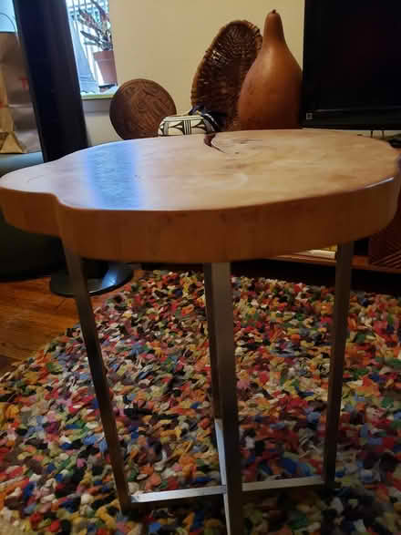 Photo of free Wood and chrome side table (Lower Washington Heights) #1