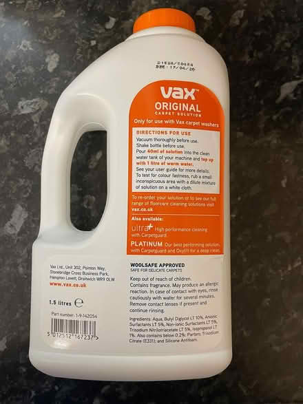 Photo of free Vax Carpet Solution - Pets 1.5L (Cambridge CB4) #2