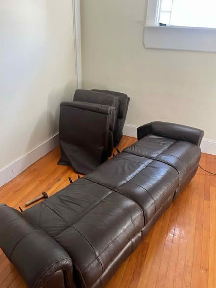 Photo of free Leather Couch (Tufts/Medford) #3