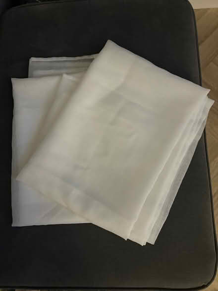 Photo of free White voile curtains 45” x 54” (L36 Roby) #2