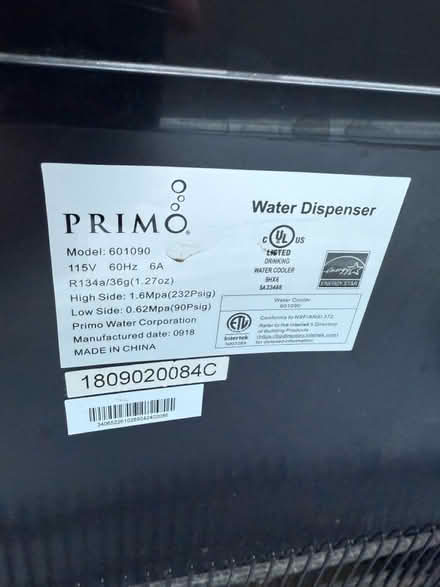 Photo of free Black Primo water dispenser (Valencia Avenue, Sunnyvale) #4