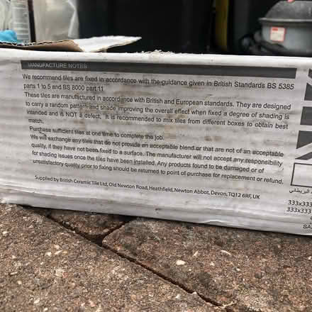 Photo of free 10 x White Floor Tiles (Leamington Spa (CV32)) #4