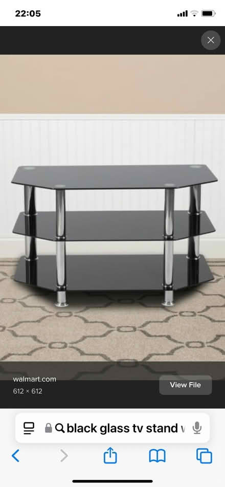 Photo of free Black and silver glass shelves tv stand (Flanshaw WF2) #1