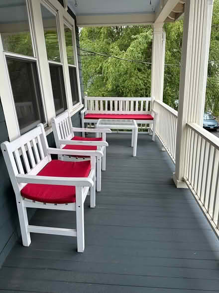 Photo of free 4 piece wood porch furniture (Cambridgeport) #1