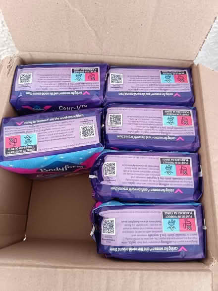 Photo of free 6 sealed packs Bodyform packs of 8. (Hednesford WS12) #2