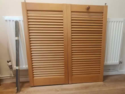 Photo of free 4 pine louvre doors each 36" x 18" (Bussage GL6) #1