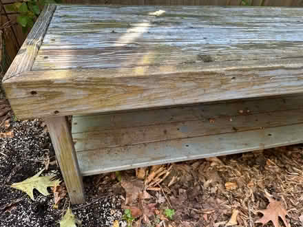Photo of free Low wooden bench with shelf (Davis Square, Somerville) #2