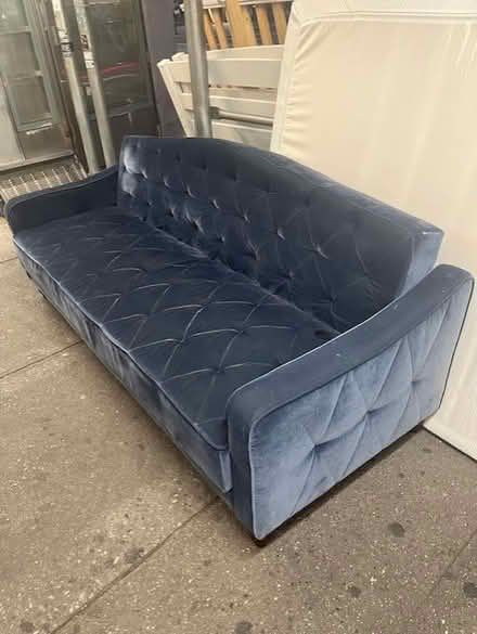 Photo of free Curb alert - blue velvet sofa (East Village) #1