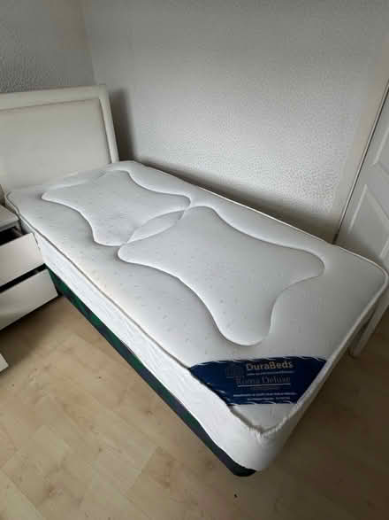 Photo of free single bed, mattress & headboard (denton m34) #1