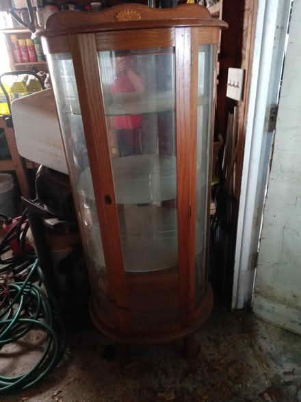Photo of free Glass and wood cabinet (7800 Gentian Street) #1
