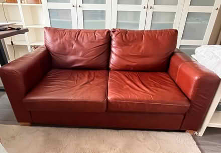 Photo of free 2 seater leather settee sofa bed (Rayleigh SS6) #1