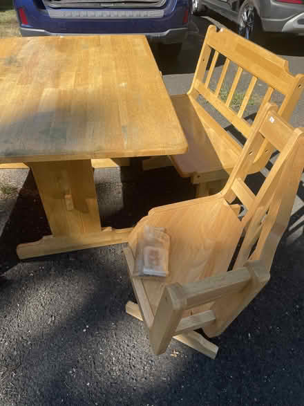 Photo of free 5Pc Solid Wood Dining Table/Benches (Upper NW DC/Tenley vicinity) #3