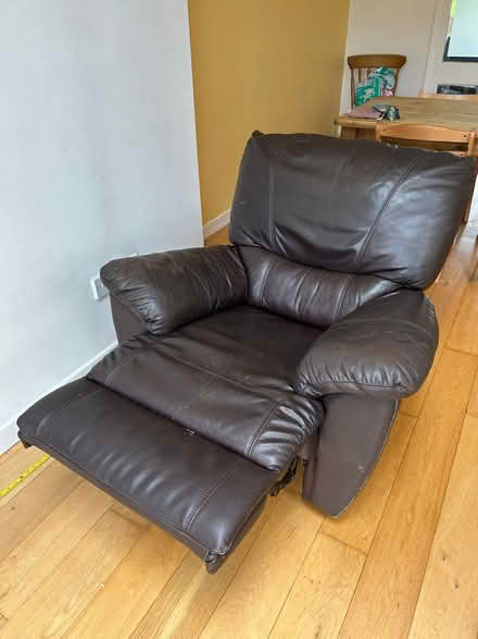 Photo of free Brown leather couch (Cabinteely) #1