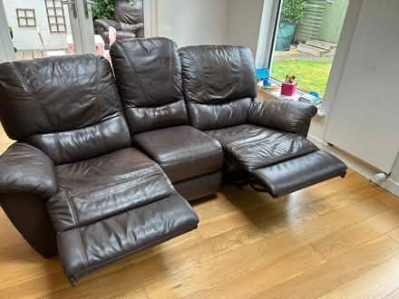 Photo of free Brown leather couch (Cabinteely) #2