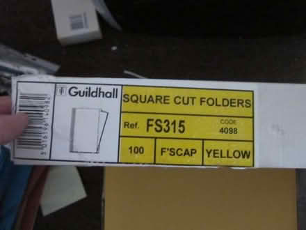 Photo of free 1 x box swing file insert folders yellow - Foolscap size (Canonbury N1) #1