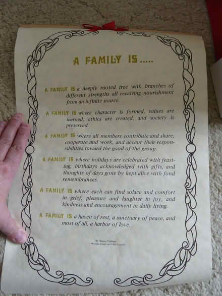 Photo of free Small scroll/poster with poem/saying about family (Kempsey WR5) #1