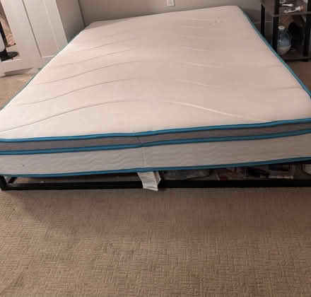 Photo of free Queen size Bed frame and mattress (Downtown redwood city) #4