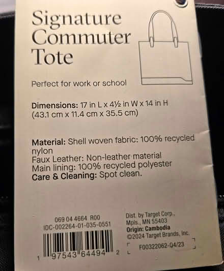 Photo of free Commuter Tote (off Fisher Blvd) #2