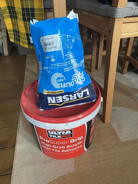 Photo of free Tile Adhesive and Silver Grey grout (Glenfield LE3) #1
