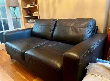 Photo of free Black & Brown Faux Leather Sofa (Earls Court SW5) #1