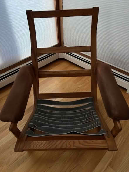Photo of free Upholstered Oak Chair (Groton near Shaw’s) #2