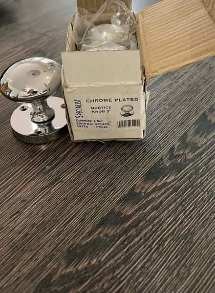 Photo of free 1 pair 2” Chrome Plated Mortice Door Knobs and 1 extra. (Ladybridge BL3) #1