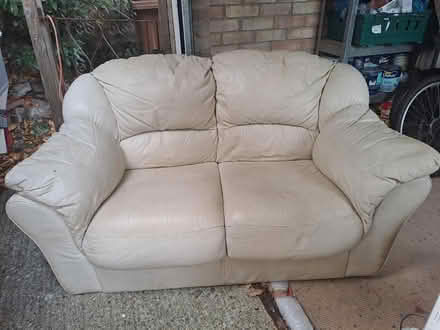 Photo of free Cream leather sofa (Westergate PO20) #1