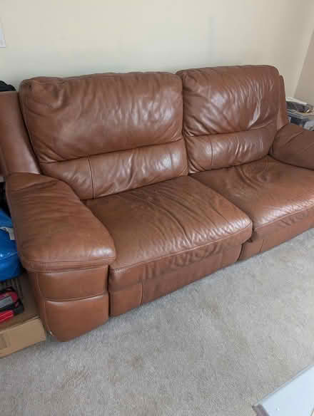 Photo of free 3 seater leather sofa (Evenwood DL14) #1