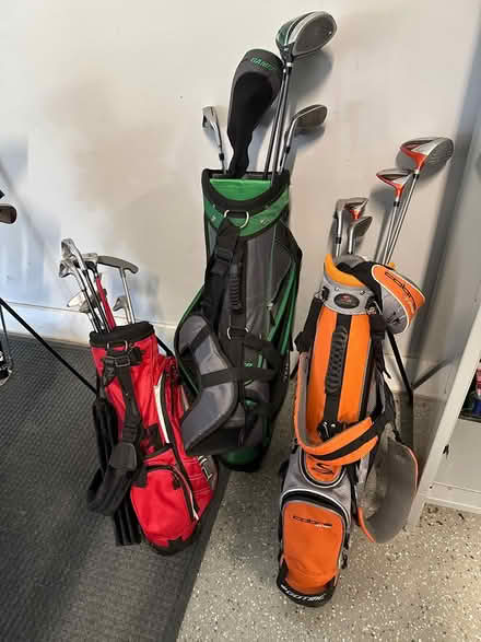 Photo of free Golf clubs; 2 juniors 1 lg teen set (Near Camp Dearborn) #1