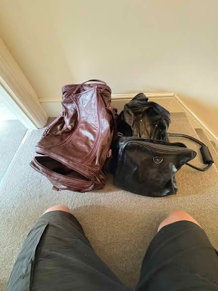 Photo of free Pair of 80’s leather hold-all bags. Original, good conditio. (Powys House EX10) #1