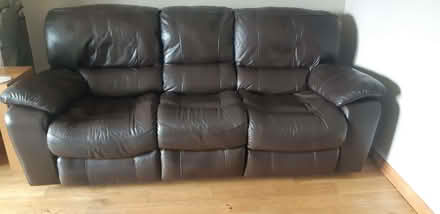 Photo of free Leather recliner sofa & 2 recliner/rocker armchairs (Deaconsbank G46) #1