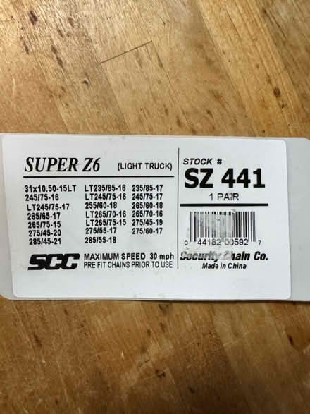 Photo of free Tire cables, light truck (Cherry Chase Sunnyvale) #2