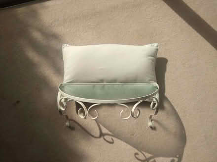 Photo of free Glass shelf with white painted metal scrollwork (Old Coulsdon CR5) #1