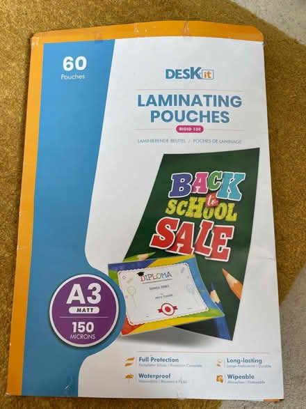 Photo of free Laminating pouches (Finsbury park) #1