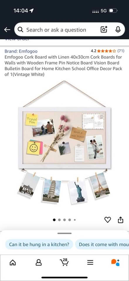 Photo of free Cork board small (Belsize Park NW3) #1