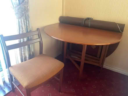 Photo of free Teak drop leaf table with 4 x matching dining chairs (Culcheth WA3) #2