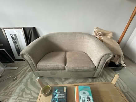 Photo of free Grey love seat sofa (GU22) #4