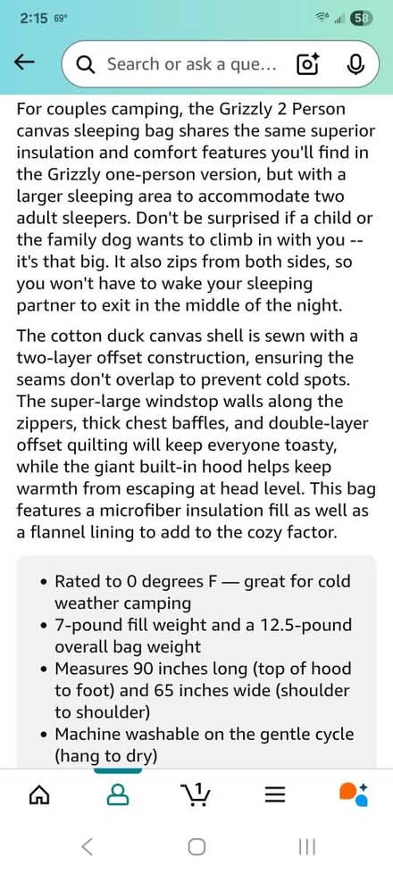 Photo of free Flannel 2-person sleeping bag (98408) #3