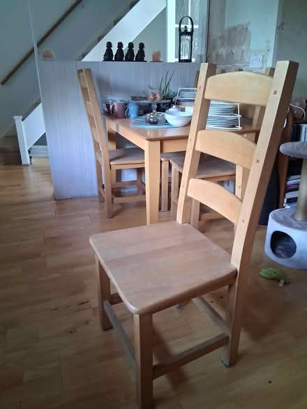 Photo of free 4 x wooden high back chairs (Letchworth) #2