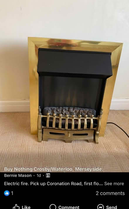 Photo of free Fire surround and marble inset plus electric fire. (Moor Park L23) #2