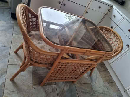 Photo of free Kitchen/conservatory table & 2 chairs (Bolton le Sands LA5) #1