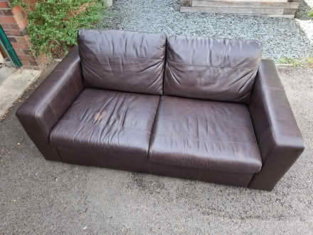 Photo of free Brown Leather sofa (Whitminster, GL2 7) #1