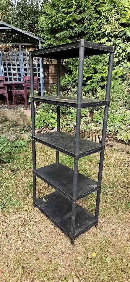 Photo of free 4 x black plastic shelf units (Heaton Norris SK4) #1