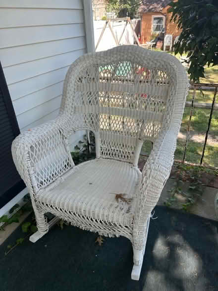 Photo of free Set of white wicker outdoor chairs (Lakewood nj) #3