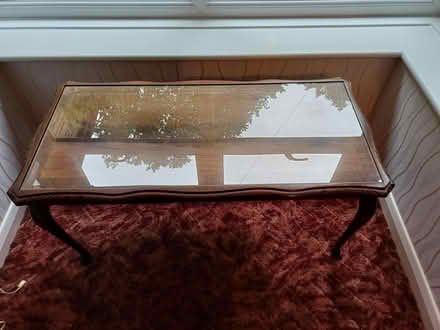 Photo of free Wooden table with glass top (Holloway DE4) #4