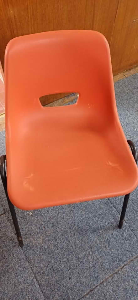 Photo of free 69 Orange plastic chairs (Birkenhead, CH42) #1